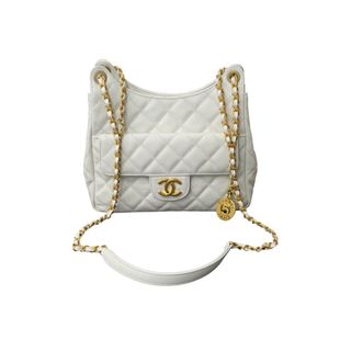 シャネル(CHANEL)の極美品 CHANEL シャネル チェーンショルダーバッグ AS3693 キャビアスキン ホワイト ゴールド金具 中古 62298(ハンドバッグ)