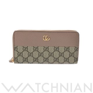 グッチ(Gucci)の未使用 グッチ GUCCI 456117 レディース 長財布 GGマーモント ベージュ/エボニー/ピンク GGスプリームキャンバス /レザー(財布)