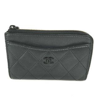 シャネル(CHANEL)のシャネル CHANEL CC ココマーク マトラッセ AP3179 ソーブラック フラグメントケース 財布 コインケース レザー ブラック(コインケース)