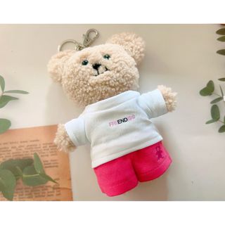 ボウダンショウネンダン(防弾少年団(BTS))のパンゴム　13cm Tシャツパンツセット　ピンク　ぬいぐるみ服(アイドルグッズ)