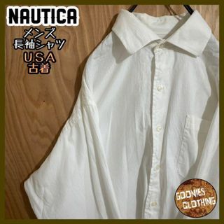 ノーティカ(NAUTICA)のノーティカ メンズ ホワイト 長袖 シャツ USA古着 90s Yシャツ 白(シャツ)