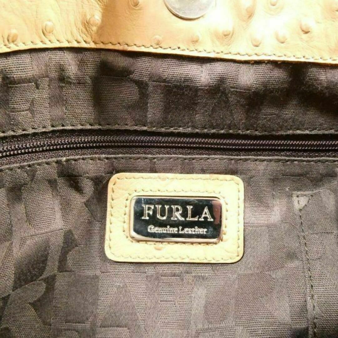 Furla(フルラ)の美品 FURLA オーストリッチ レザー ハンドバッグ ブラウン系 レディースのバッグ(ハンドバッグ)の商品写真