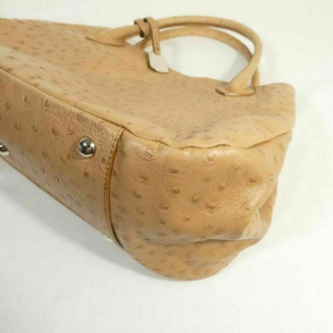 Furla(フルラ)の美品 FURLA オーストリッチ レザー ハンドバッグ ブラウン系 レディースのバッグ(ハンドバッグ)の商品写真