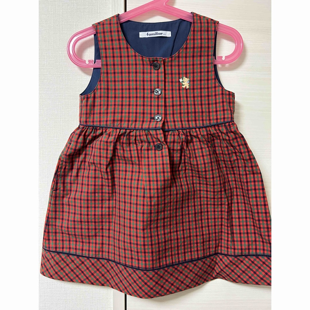 familiar(ファミリア)の【100】 familiar ファミリア　チェック　ワンピース キッズ/ベビー/マタニティのキッズ服女の子用(90cm~)(ワンピース)の商品写真