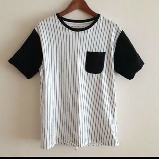 ユナイテッドアローズ(UNITED ARROWS)のユナイテッドアローズ 半袖 Tシャツ ホワイト ブラック ストライプ L(Tシャツ/カットソー(半袖/袖なし))