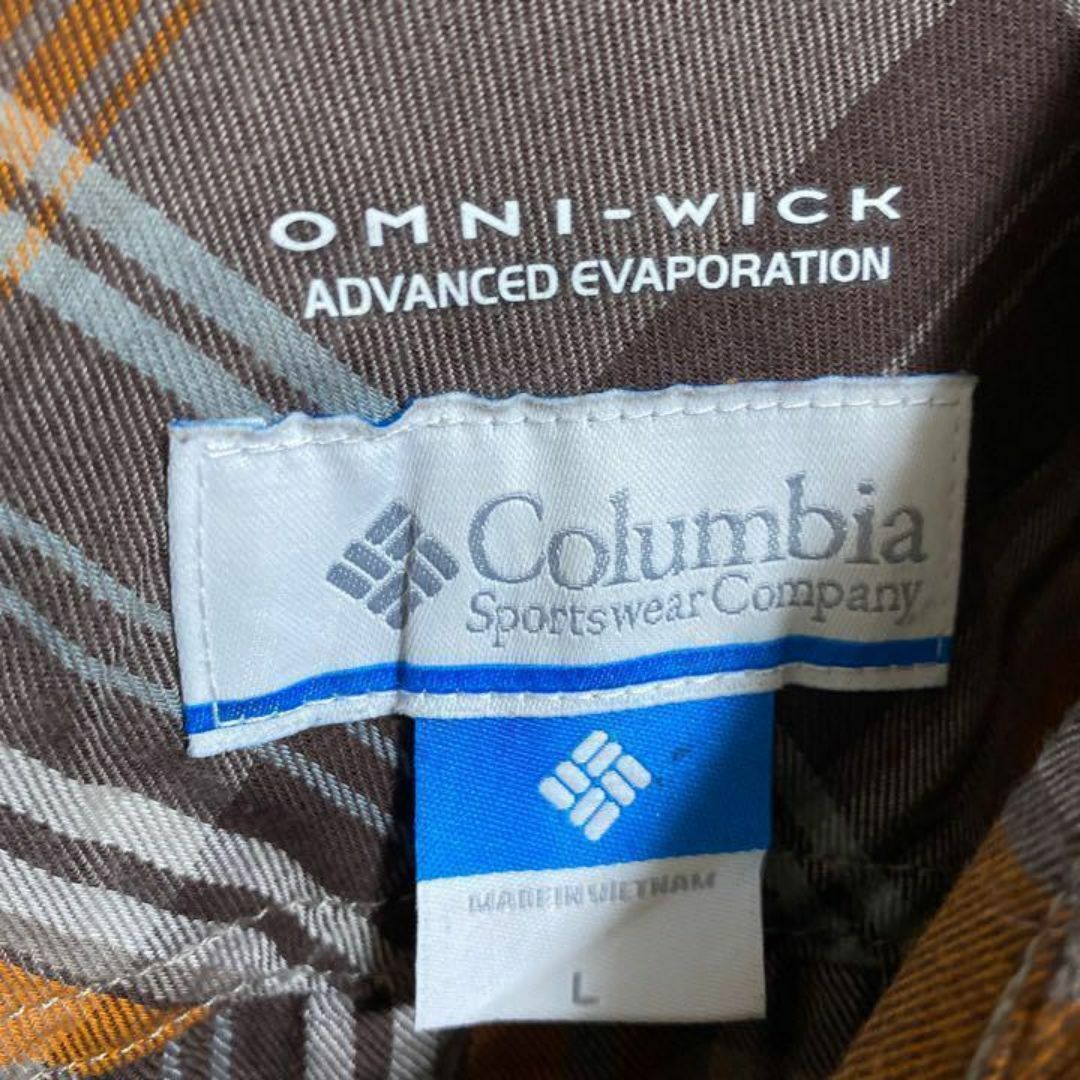Columbia(コロンビア)のコロンビア チェック シャツ オレンジ ブラウン アウトドア ロゴ USA古着 メンズのトップス(シャツ)の商品写真