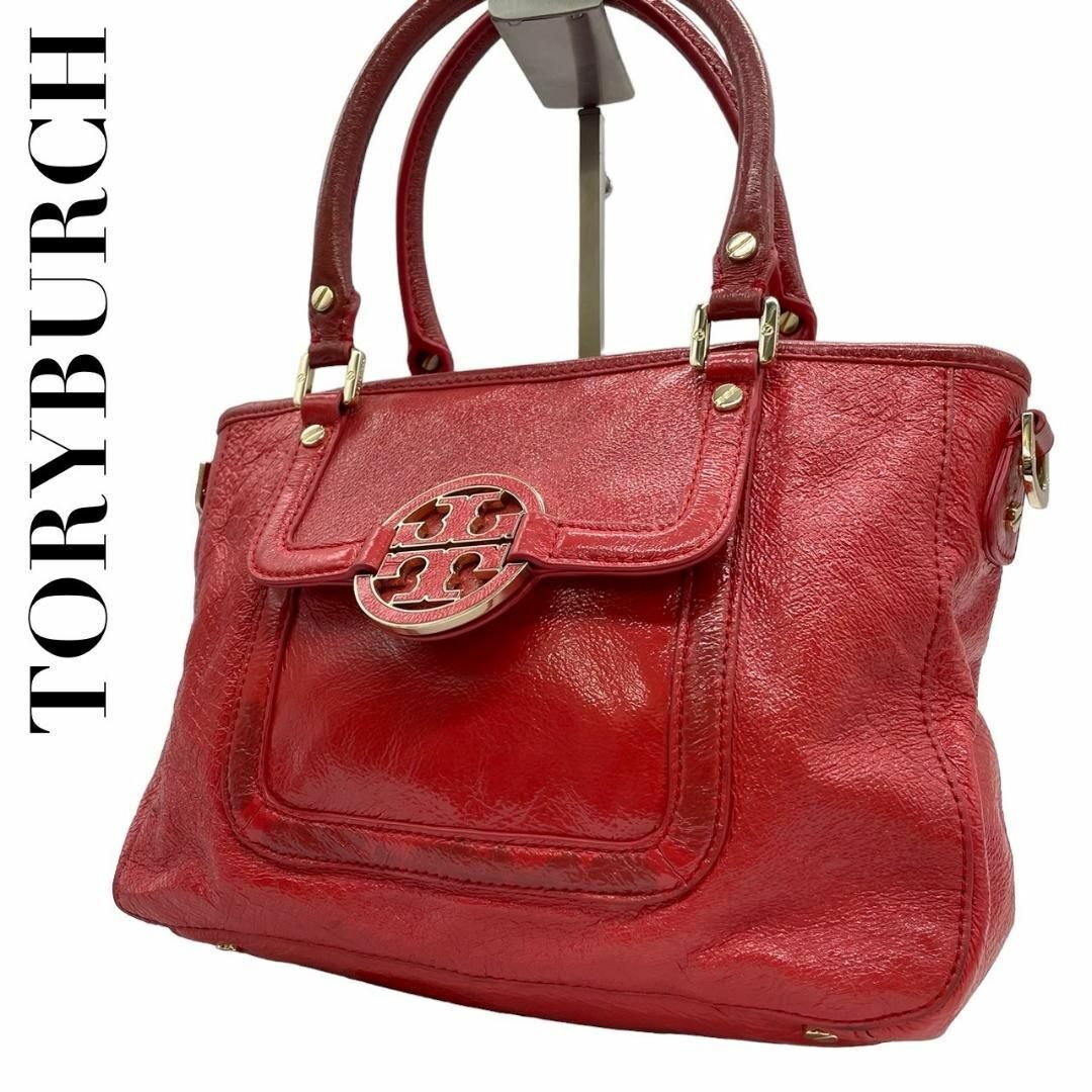 Tory Burch(トリーバーチ)のTORYBURCH トリーバーチ　s42 アマンダ　レザー　ハンドバッグ　赤 レディースのバッグ(ハンドバッグ)の商品写真