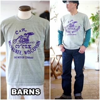 バーンズアウトフィッターズ(Barns OUTFITTERS)のバーンズ　BARNS 半袖プリントTシャツ　ピグメント加工　BR24243 L(Tシャツ/カットソー(半袖/袖なし))