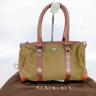 グッチ(Gucci)のGUCCI グッチ　ハンドバッグ　ミニボストン キャンバス カーキ 30453(トートバッグ)