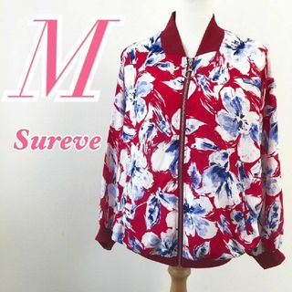 Sureve シュリーブ レディース M ミリタリージャケット 花柄 赤 黒 白(ミリタリージャケット)