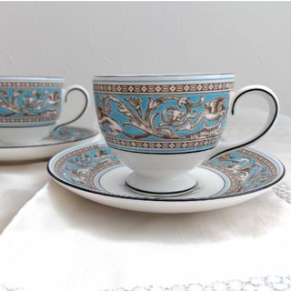 ウェッジウッド(WEDGWOOD)のウェッジウッド　フロレンティーンターコイズ　カップ&ソーサー２客(食器)