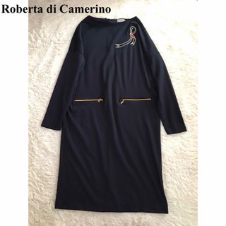 ロベルタディカメリーノ(ROBERTA DI CAMERINO)のロベルタディカメリーノ　ワンピース　刺繍ロゴ(ひざ丈ワンピース)