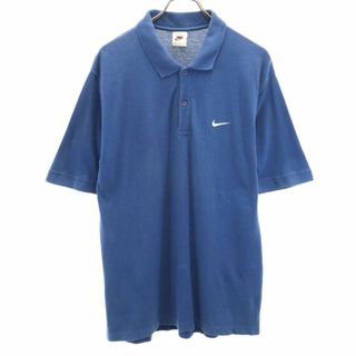 ナイキ(NIKE)のナイキ 90s 00s オールド 白タグ 半袖 ポロシャツ S ネイビー NIKE 鹿の子 メンズ 古着 【240413】(ポロシャツ)