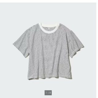 ユニクロ(UNIQLO)のスラブジャージーボーダークロップドT （半袖）(Tシャツ(半袖/袖なし))