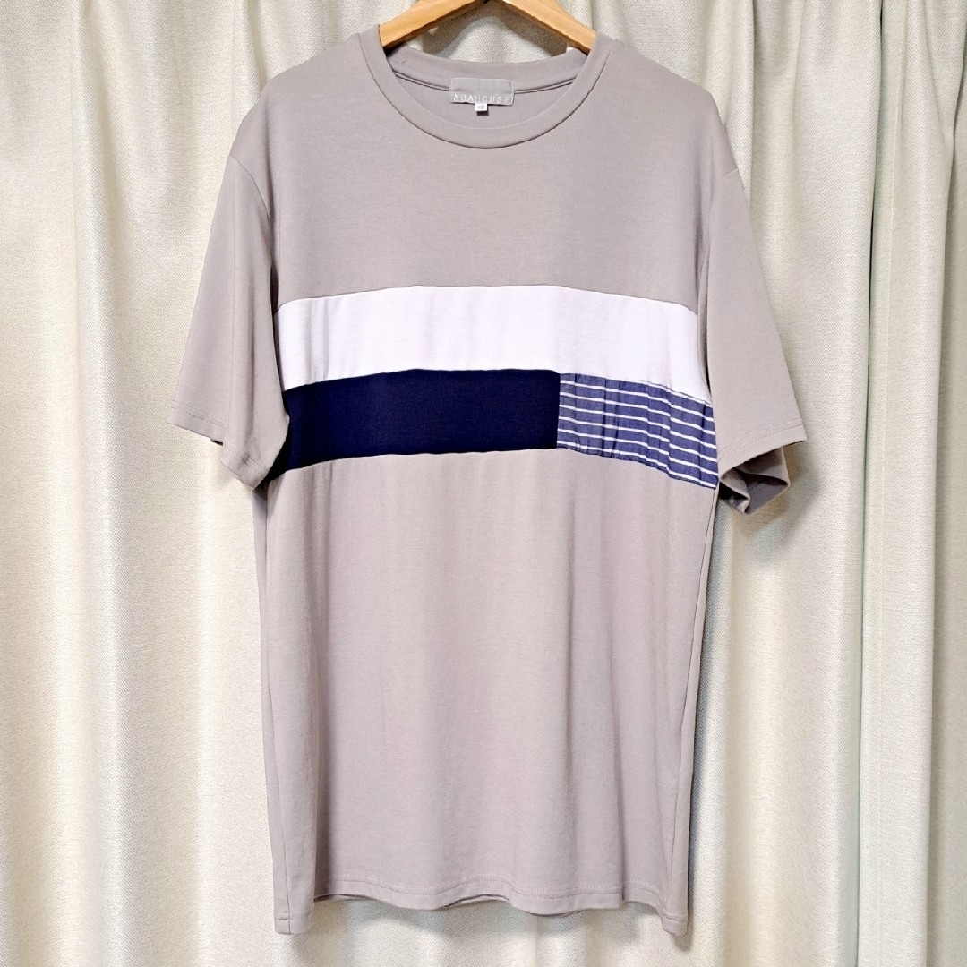 ABAHOUSE(アバハウス)のABAHOUSE GRAY ボーダー 切替 半袖 Tシャツ サイズ 48 メンズのトップス(Tシャツ/カットソー(半袖/袖なし))の商品写真