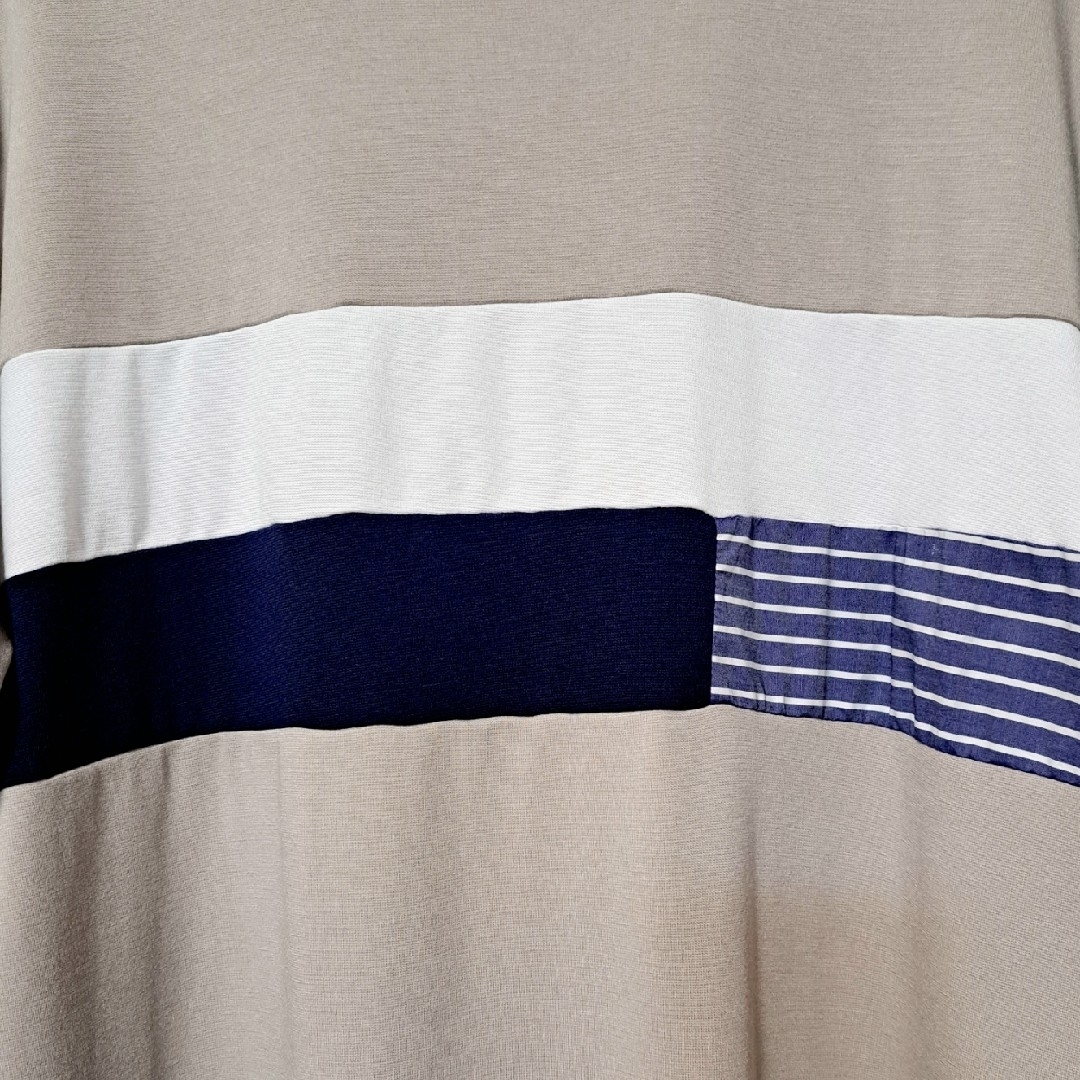 ABAHOUSE(アバハウス)のABAHOUSE GRAY ボーダー 切替 半袖 Tシャツ サイズ 48 メンズのトップス(Tシャツ/カットソー(半袖/袖なし))の商品写真