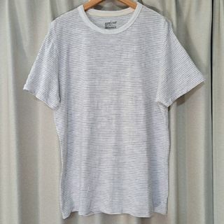 ムジルシリョウヒン(MUJI (無印良品))の無印良品 半袖 細 ボーダー Tシャツ 天竺編み  L 淡 グレー 白 MUJI(Tシャツ/カットソー(半袖/袖なし))