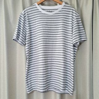 ムジルシリョウヒン(MUJI (無印良品))の無印良品 半袖 ボーダー Tシャツ L 淡 グレー 白 MUJI(Tシャツ/カットソー(半袖/袖なし))