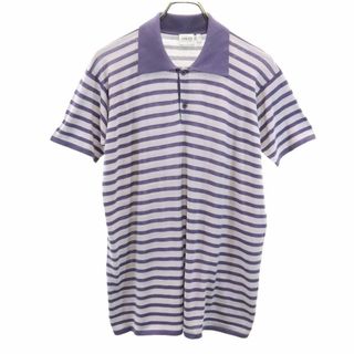 アルマーニコレッツォーニ ボーダー柄 半袖 ポロシャツ 50 グレー系 ARMANI COLLEZIONI メンズ 古着 【240413】 メール便可