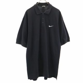 ナイキ 90s 00s 白タグ オールド 半袖 ポロシャツ 膝丈ワンピース L ブラック NIKE レディース 古着 【240413】