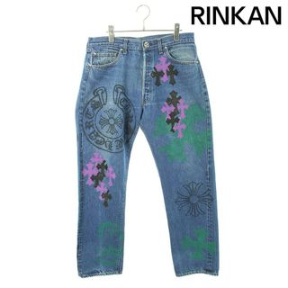 クロムハーツ(Chrome Hearts)のクロムハーツ  STENCIL DENIM ステンシル ペイントデザインクロスパッチ付きデニムパンツ メンズ 32インチ(デニム/ジーンズ)