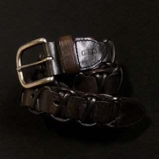 極美品 LAUREN RALPH LAUREN 編み込みデザイン レザーベルト