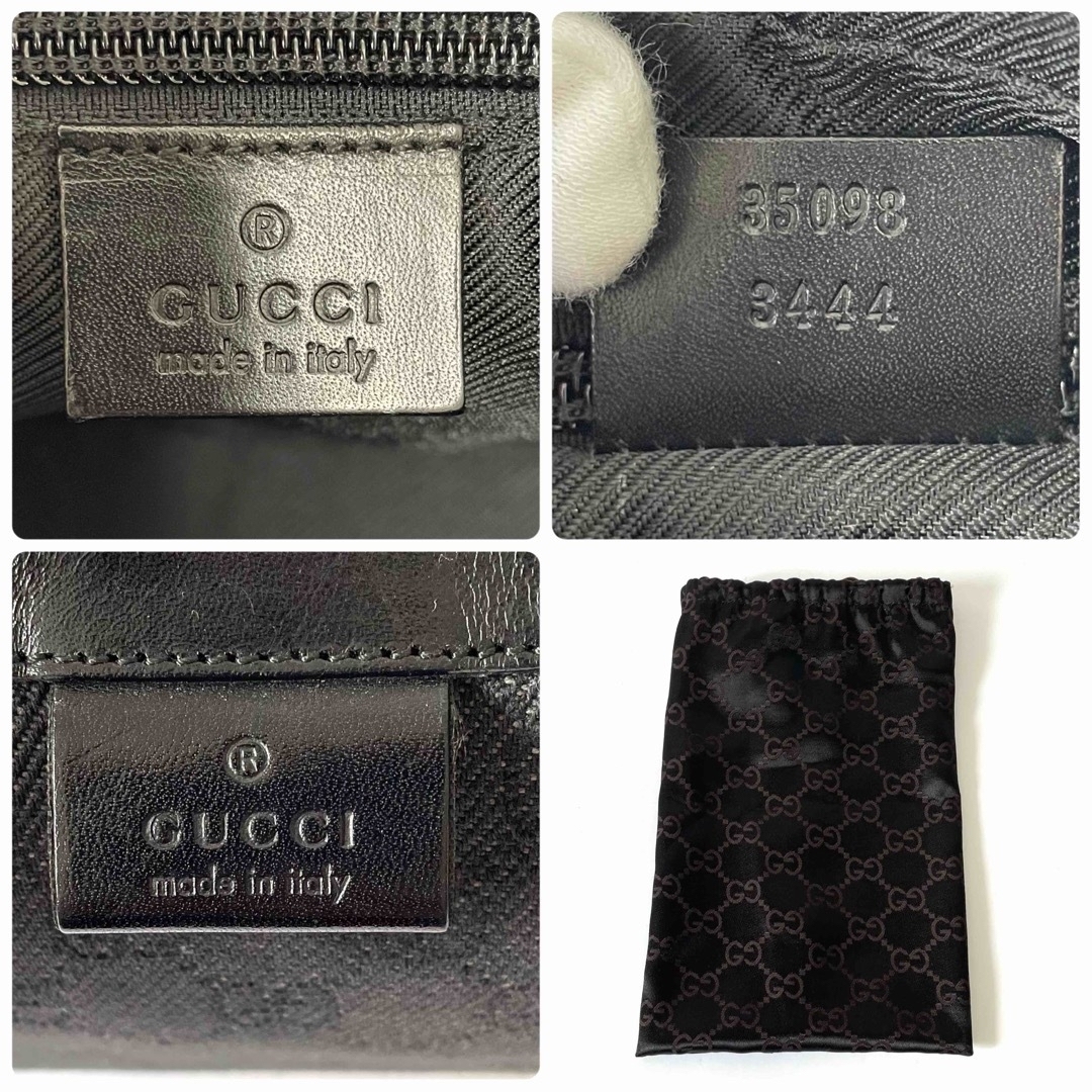 Gucci(グッチ)の【極美品】GUCCI グッチ　ショルダーバッグ　GGキャンバス × レザー　黒 レディースのバッグ(ショルダーバッグ)の商品写真