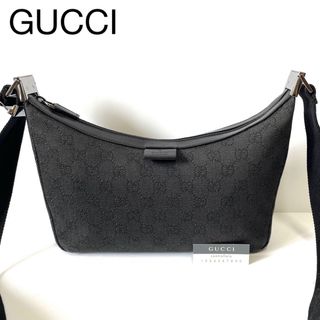 グッチ(Gucci)の【極美品】GUCCI グッチ　ショルダーバッグ　GGキャンバス × レザー　黒(ショルダーバッグ)