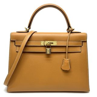 エルメス(Hermes)のエルメス HERMES ケリー32 ケリー 32 バッグ トートバッグ ショルダーバッグ ヴァッシュリエジェ ナチュラル ベージュ系 ゴールド系 茶 ゴールド金具 ギロッシュ金具 ギローシュ金具 V字金具 新型金具 ギローシュ金具(トートバッグ)