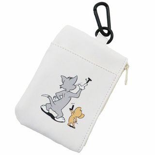 トムとジェリー TOM&JERRY 定期入れ 小銭入れカラビナ付★アイボリー新品(名刺入れ/定期入れ)