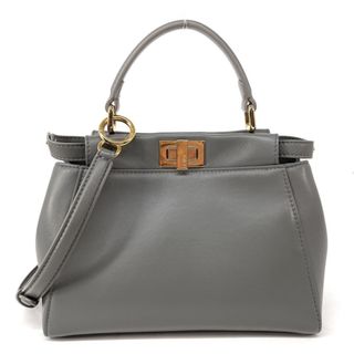 FENDI - フェンディ FENDI ピーカブー スモール ミニピーカブー ピーカブーミニ バッグ トートバッグ ショルダーバッグ ナッパレザー グレー ゴールド金具 ハンドバッグ