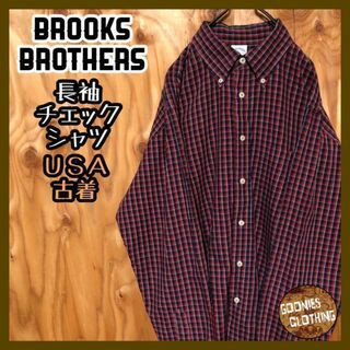 ブルックスブラザース(Brooks Brothers)のボタンダウン シャツ レッド 長袖 USA古着 90s チェック アメカジ(シャツ)