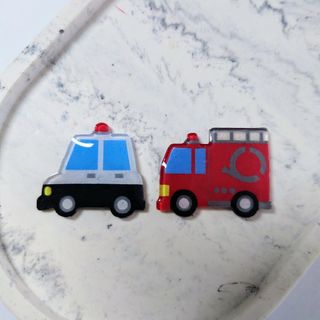 ベビーキッズヘアゴム　パトカー消防車　ハンドメイド