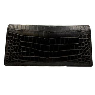 UNITED ARROWS - UNITED ARROWS SMALL CROCO 長財布 メンズ ワニ革 ブラウン ユナイテッドアローズ スモールクロコ 札入れ カード入れ 中古 W1