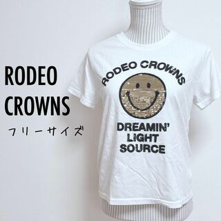 RODEO CROWNS - ロデオクラウンズ　スパンコールTシャツ　半袖　スマイリー【F】キラキラカジュアル