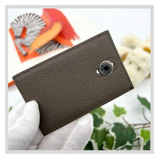 エルメス(Hermes)のエルメス ディアボロ S金具　□P刻 カードケース グレー エプソン　レザー(財布)