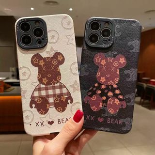 韓国 可愛い PUレザー くま iPhone11ProMAXケース ［ブラック］(ブレスレット)