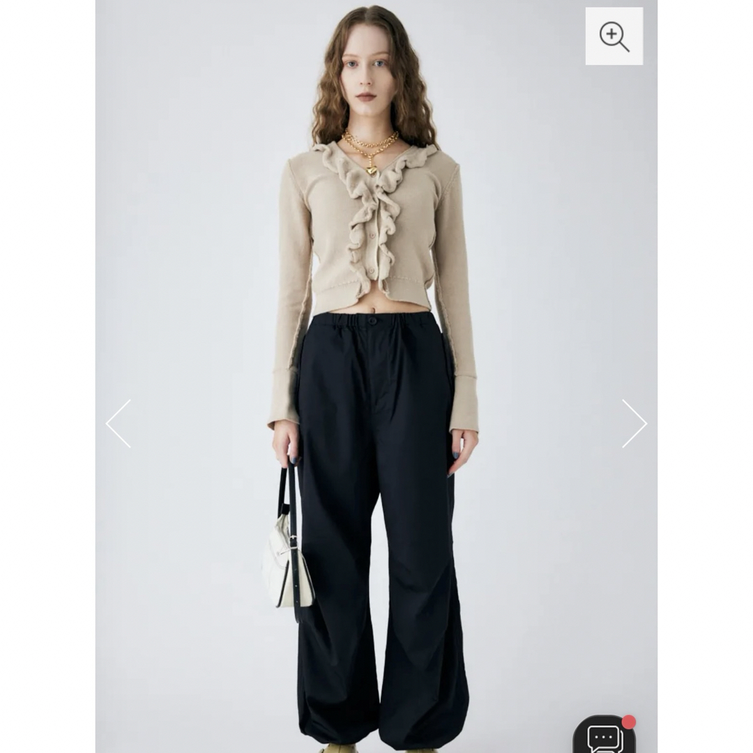 moussy(マウジー)の【美品】MOUSSY FITTED RUFFLE KNIT カーディガン レディースのトップス(カーディガン)の商品写真