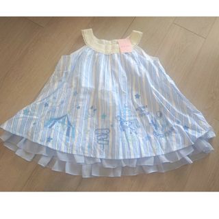 メゾピアノ(mezzo piano)の＊新品＊メゾピアノ メリーゴーランド刺しゅうストライプチュニック 130(Tシャツ/カットソー)