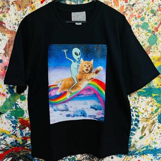 アバンギャルド Tシャツ 半袖 メンズ 新品ブラック 宇宙 ネコ 猫 CAT(Tシャツ/カットソー(半袖/袖なし))