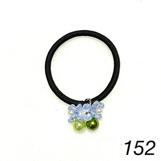 青いお花のシャラシャラヘアゴム　ハンドメイド　152(ヘアアクセサリー)