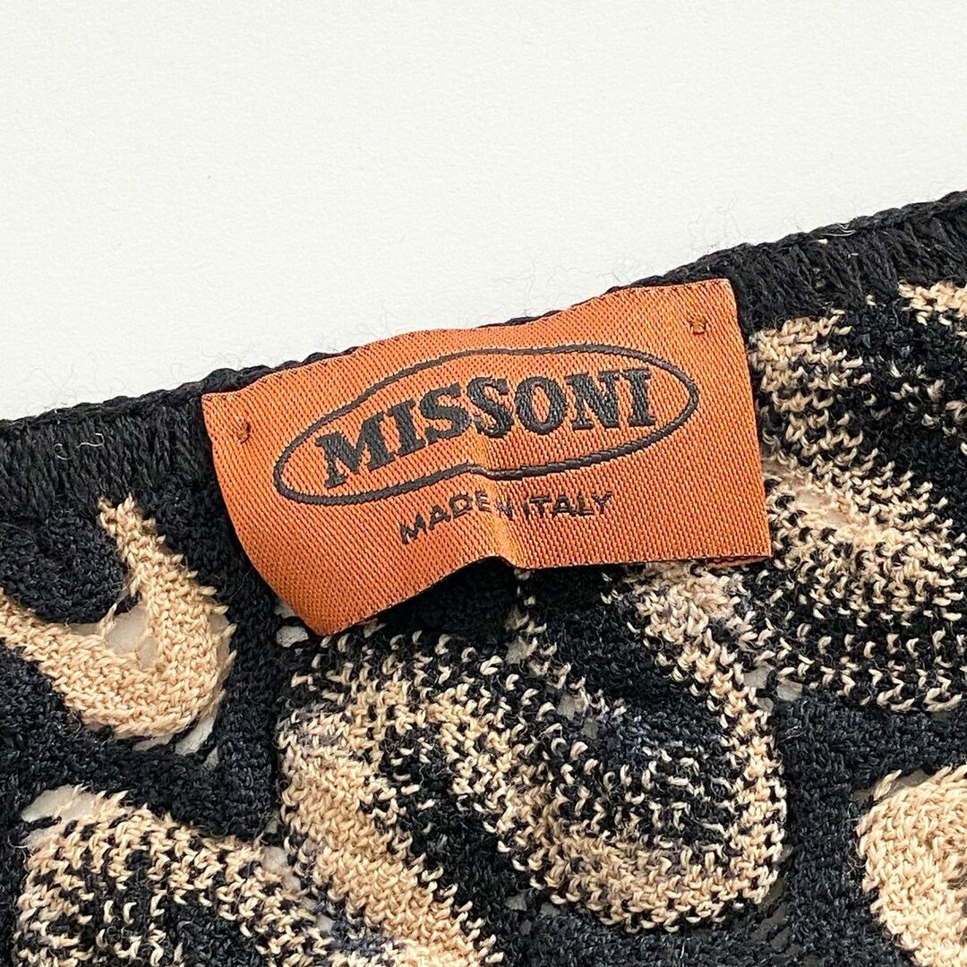 MISSONI(ミッソーニ)の8d13 【美品】 伊製 MISSONI ミッソーニ ジャガードニット ニットワンピース 膝丈ワンピ 44 ブラック レディース レディースのワンピース(ロングワンピース/マキシワンピース)の商品写真