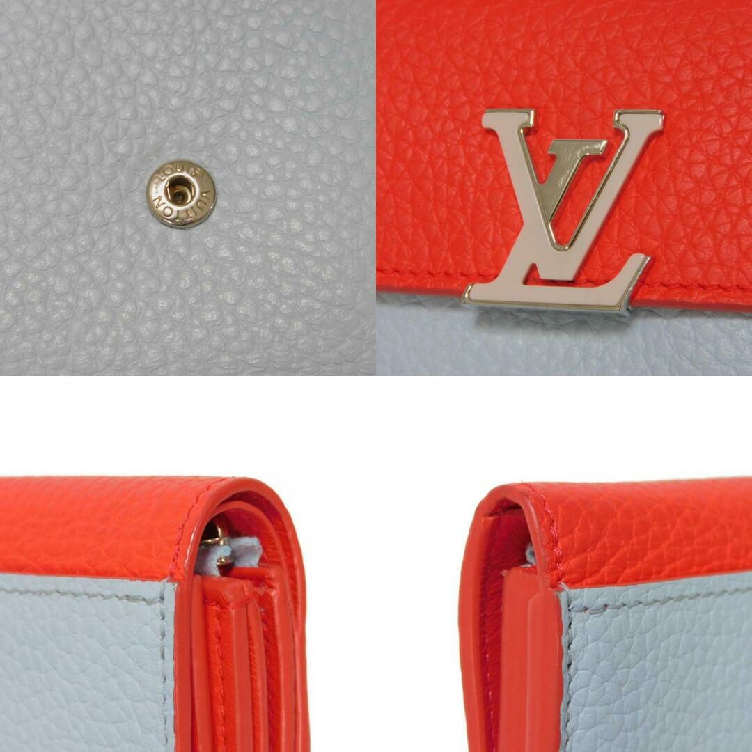 LOUIS VUITTON(ルイヴィトン)のLOUIS VUITTON ルイ・ヴィトン ポルトフォイユ カプシーヌ XS LVシグネチャー トリヨン コーラル ブルーオランプ ピンクレッド パステル バイカラー コンパクトウォレット LVロゴ 三つ折り財布 M80326 レディースのファッション小物(財布)の商品写真