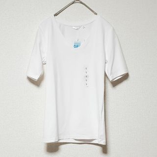 ユニクロ(UNIQLO)のUNIQLO ユニクロ レディース ドライVネックT（半袖） ホワイト サイズS(Tシャツ(半袖/袖なし))