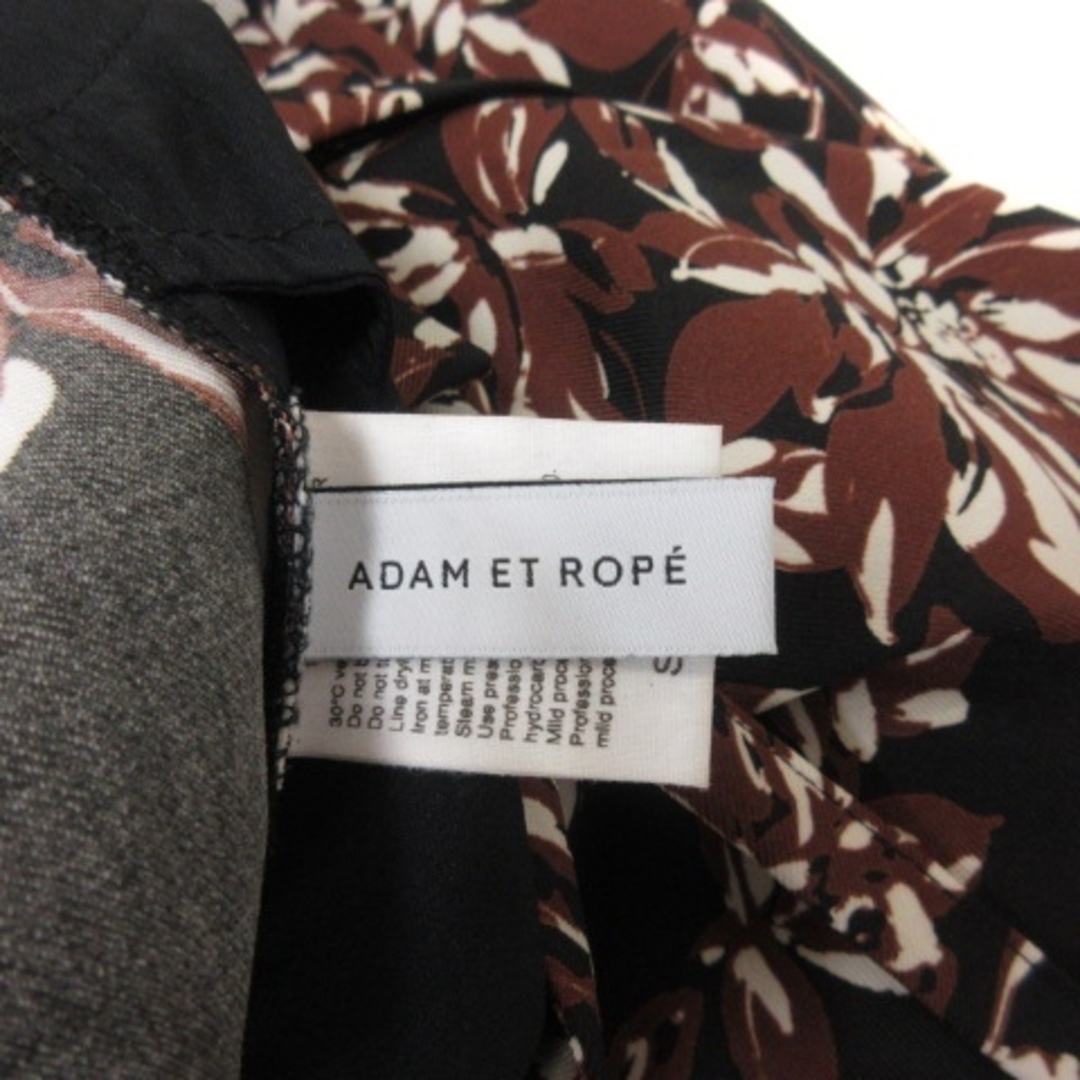 Adam et Rope'(アダムエロぺ)のアダムエロペ ワイドパンツ 花柄 サスペンダー 36 茶 ブラウン 黒 ブラック レディースのパンツ(その他)の商品写真