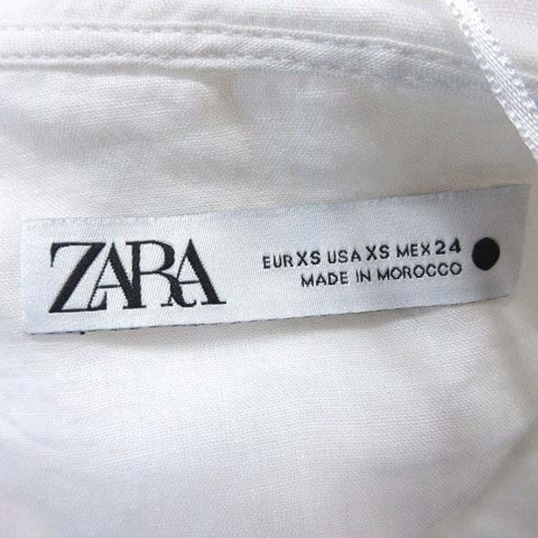 ZARA(ザラ)のザラ シャツ 長袖 セーラーカラー フリル ラミー 麻 XS 白 ホワイト レディースのトップス(シャツ/ブラウス(長袖/七分))の商品写真
