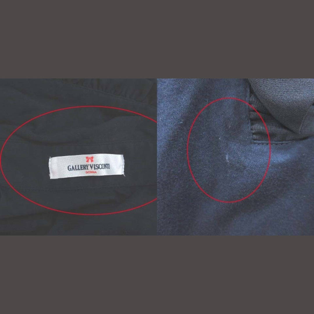 GALLERY VISCONTI(ギャラリービスコンティ)のギャラリービスコンティ ポロシャツ 半袖 切替 フリル シフォン 刺繍 F 紺 レディースのトップス(ポロシャツ)の商品写真