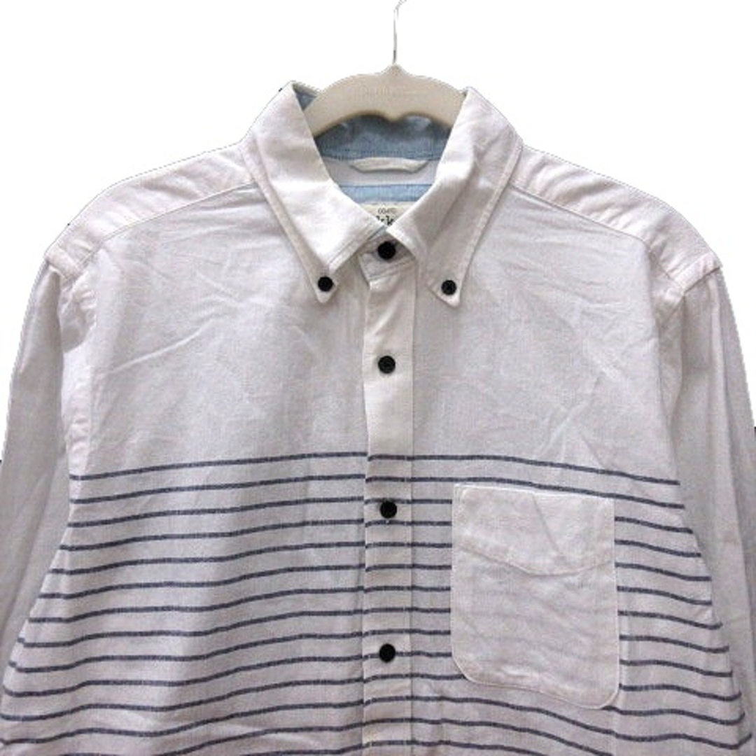 ikka(イッカ)のイッカ ikka ボタンダウンシャツ ボーダー 長袖 M 白 ホワイト ■MO メンズのトップス(シャツ)の商品写真