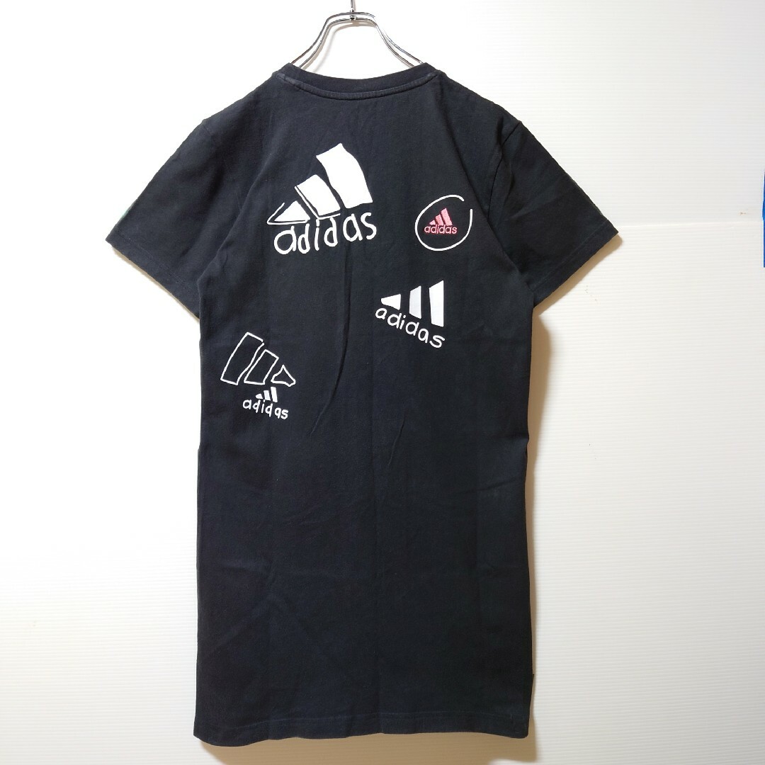 adidas(アディダス)のadidas★ビッグロゴ Tシャツワンピース★スポーツウェア★黒XL★レディース レディースのワンピース(ミニワンピース)の商品写真