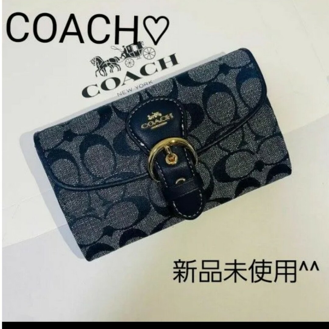 COACH(コーチ)の【新品未使用】COACHコーチ２つ折り財布デニムクリオウォレットシグネチャー レディースのファッション小物(財布)の商品写真